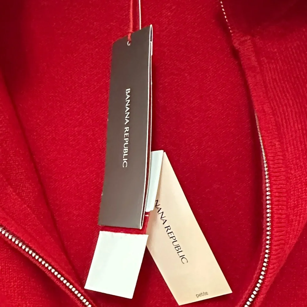 NWT Banana Republic Vibrant Red Zip-Up  Cashmere Cardigan - Picture 4 of 5